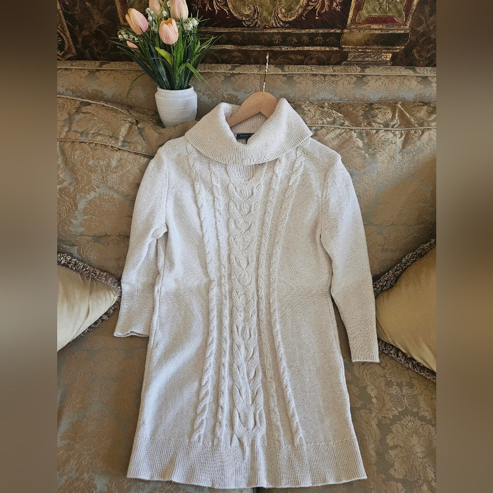 NWT Banana Republic Cream Cowl Neck Cable Knit Sweater Dress